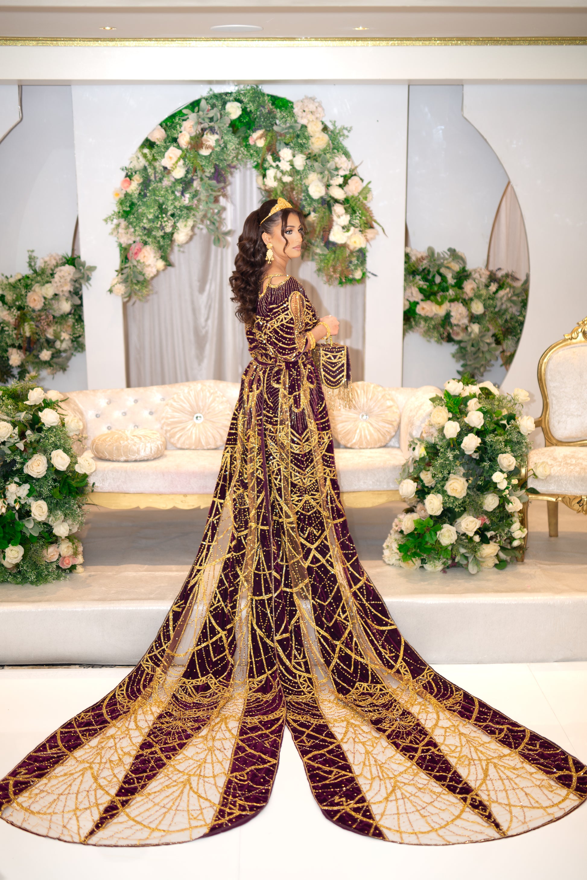 somali wedding dress designs our SAHRA collection custom in white & gold on our beautiful bride Ahlam in Toronto, Canada mA , ., ., ., ., ., #somaliwedding #aroos #bridaldirac #bridaldesign #somali