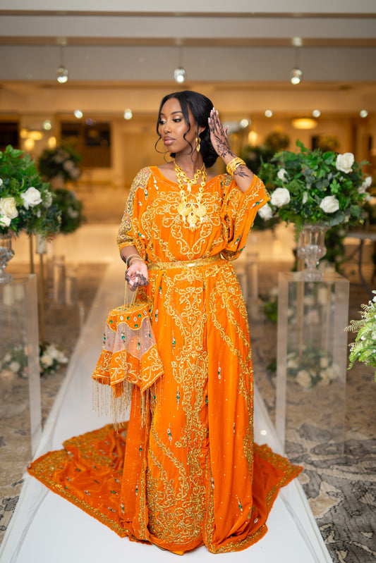 EULE Orange Velvet Somali Bridal Dirac