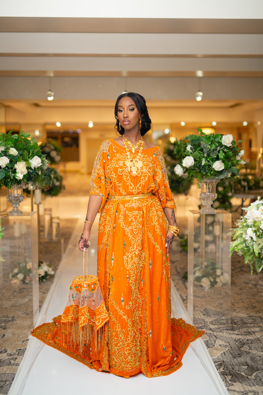 EULE Orange Velvet Somali Bridal Dirac