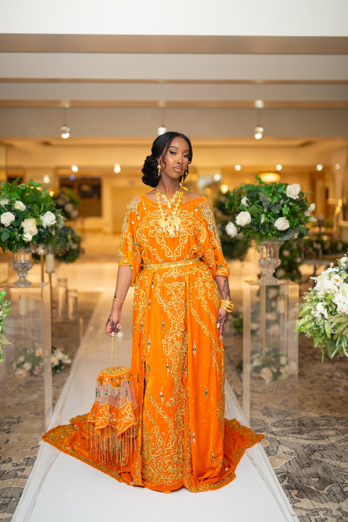 EULE Orange Velvet Somali Bridal Dirac