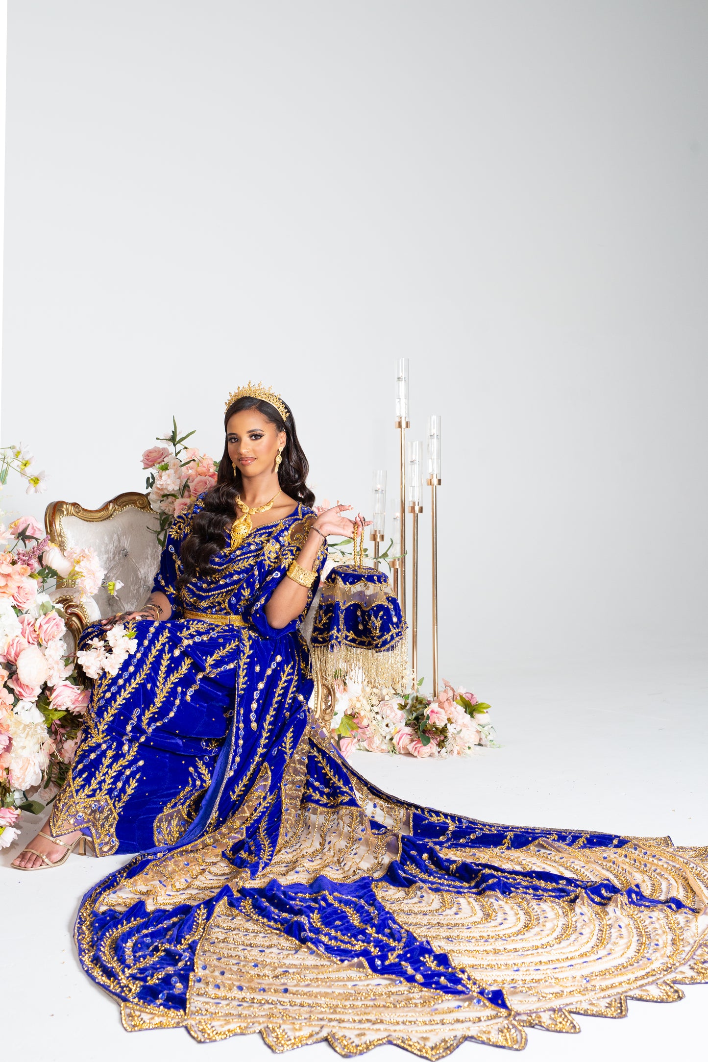 QUETZAL ROYAL BLUE  SOMALI BRIDAL DIRAC SET