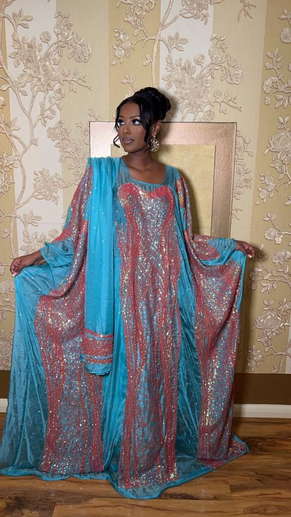 Light Blue with Rose Gold chiffon Somali Guest Dirac