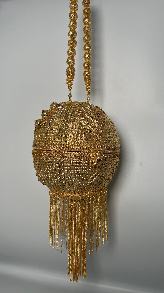 Ball tassel Bridal Handbag Gold