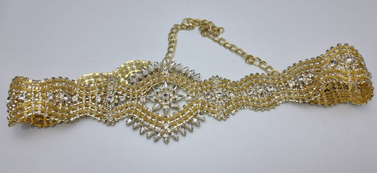 Dazzling Bridal Belt Gold Crystal with chain