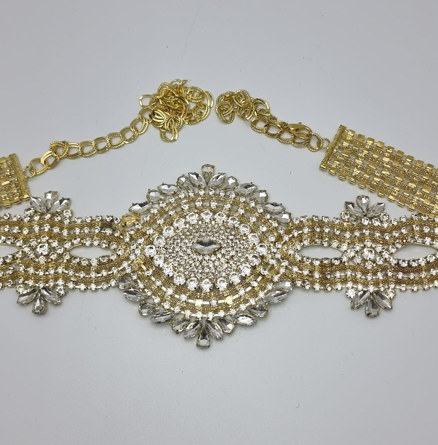 Dazzling Bridal Belt Gold Crystal with chain