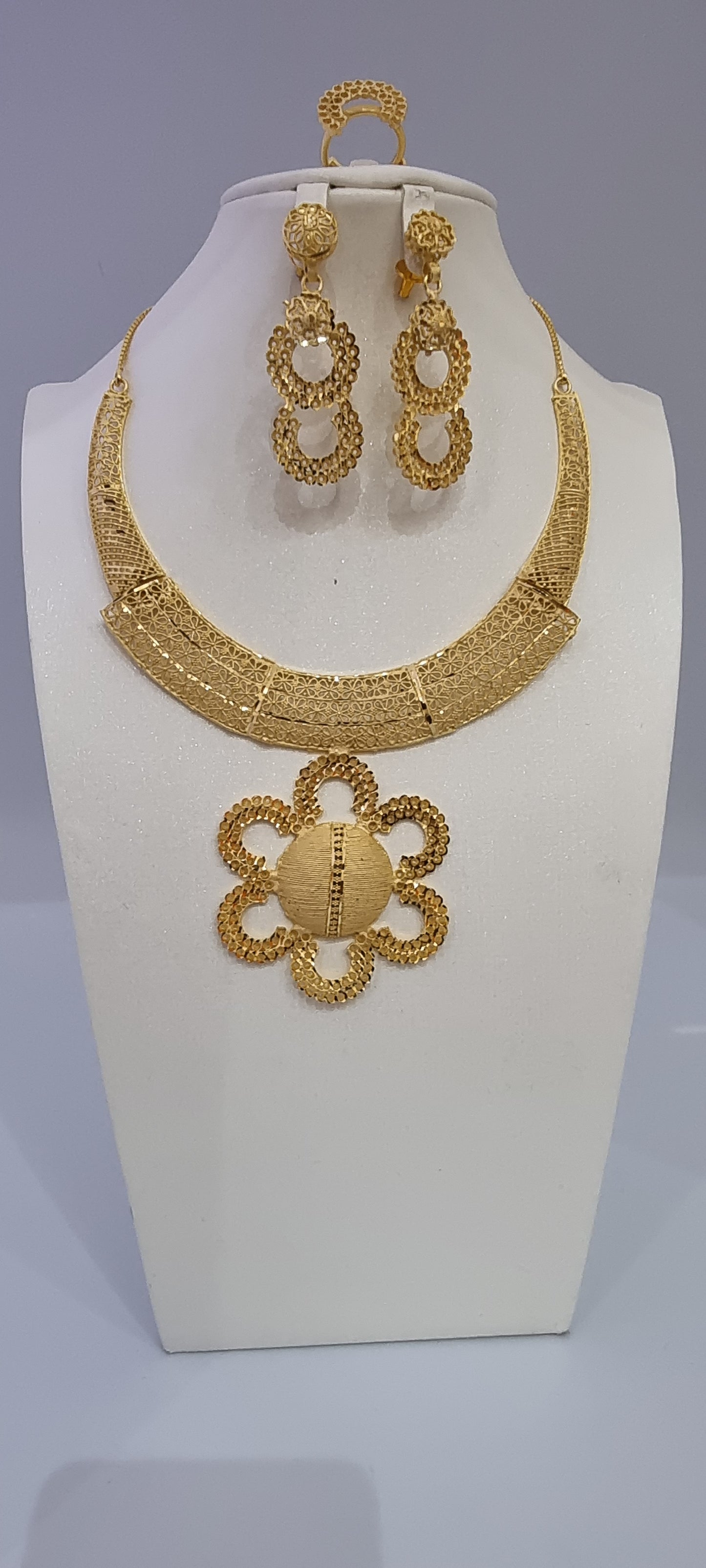 African Round Flower Bridal Jewellery Set