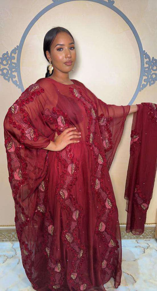 Red Somali Dirac silk chifon