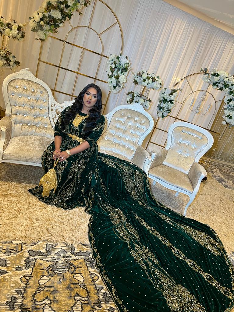 Green Bridal Dirac Velvet hand work