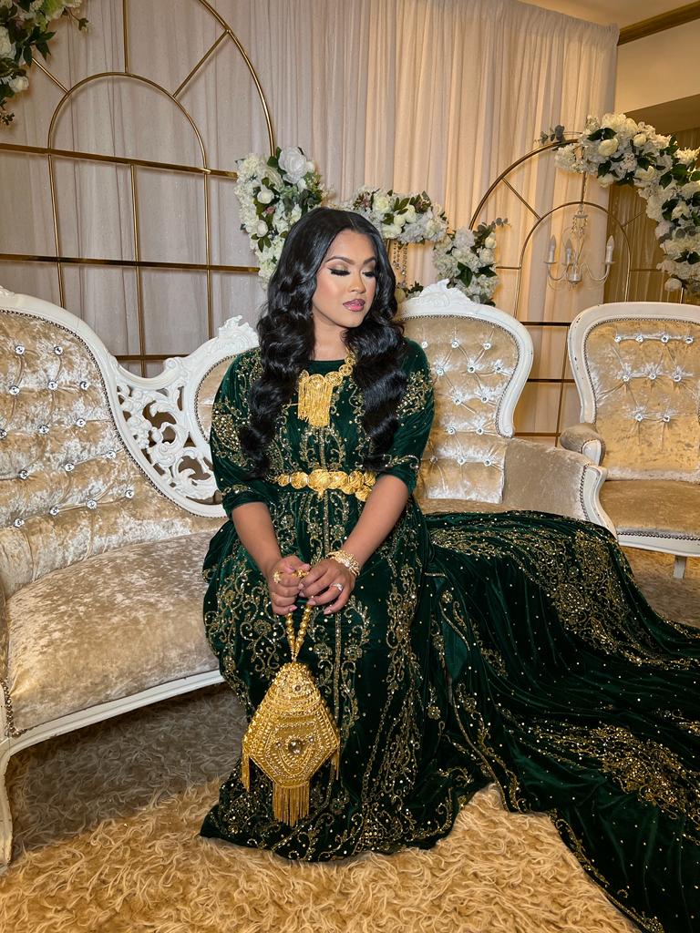 Green Bridal Dirac Velvet hand work