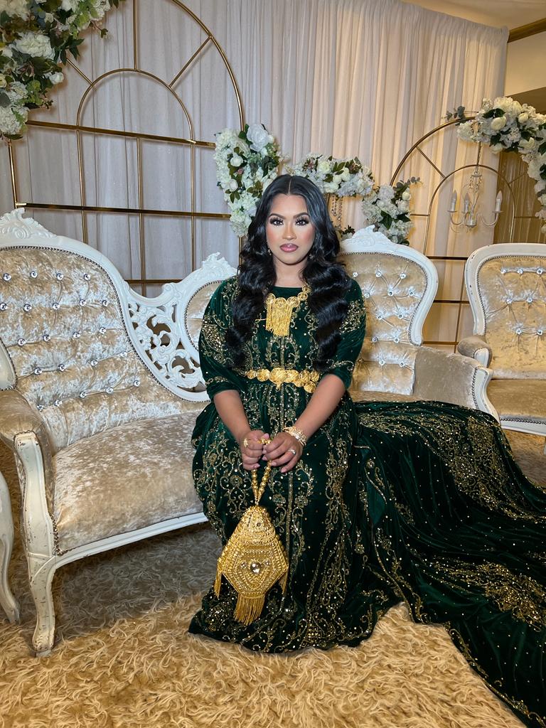 Green Bridal Dirac Velvet hand work