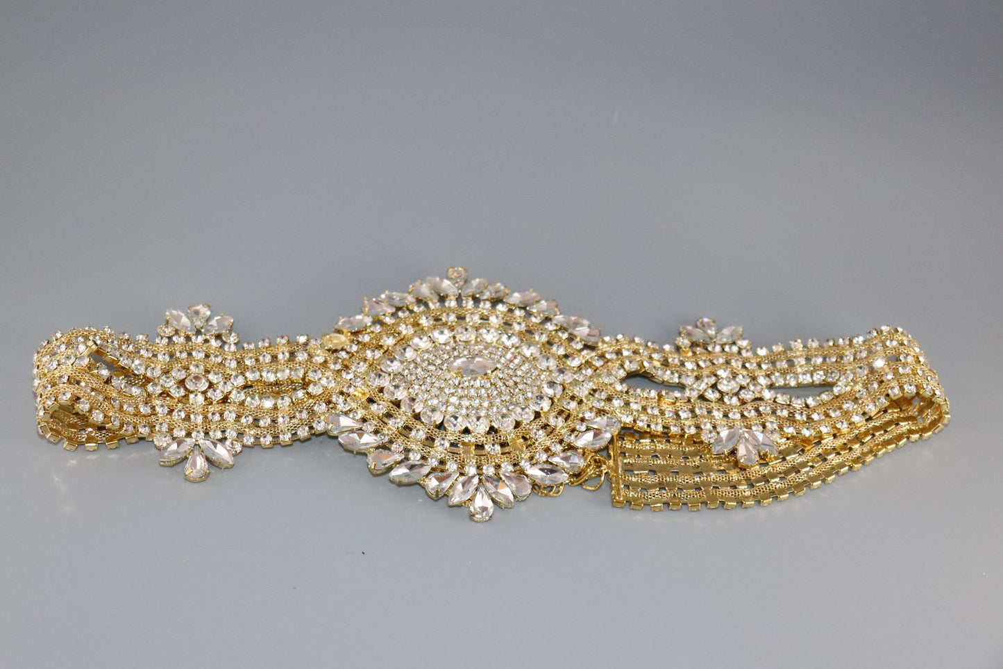 Dazzling Bridal Belt Gold Crystal with chain