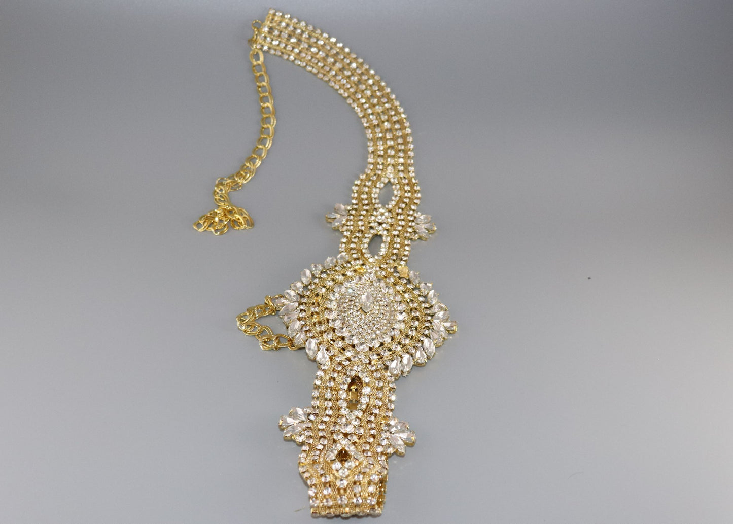 Dazzling Bridal Belt Gold Crystal with chain