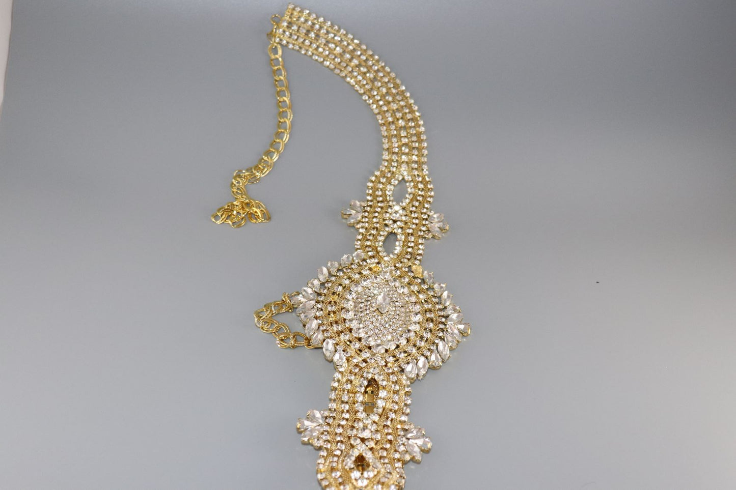 Round Bridal Belt Gold Crystal with chain