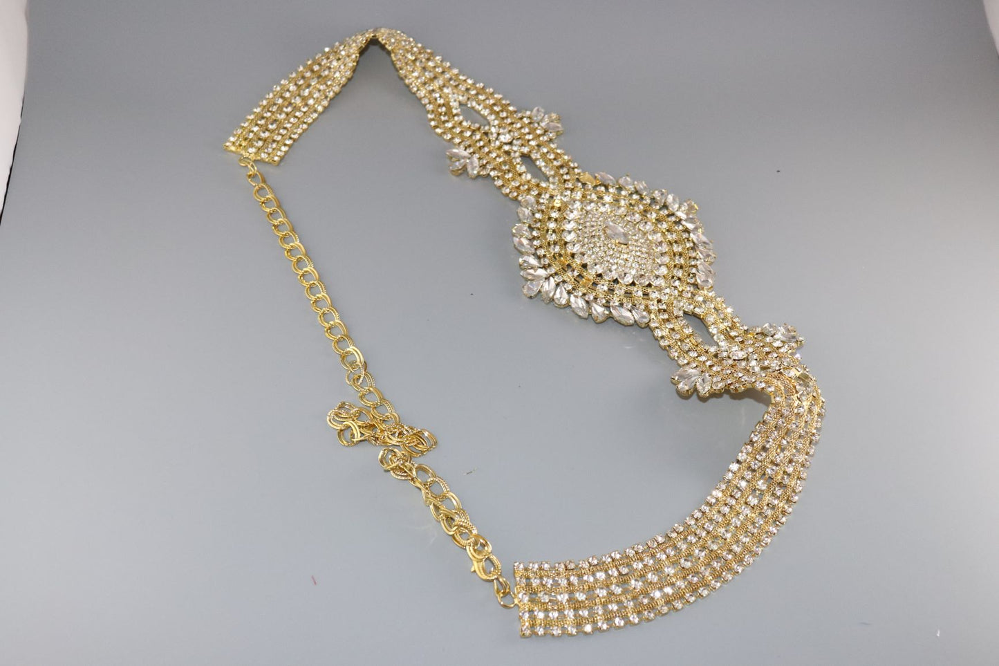 Round Bridal Belt Gold Crystal with chain