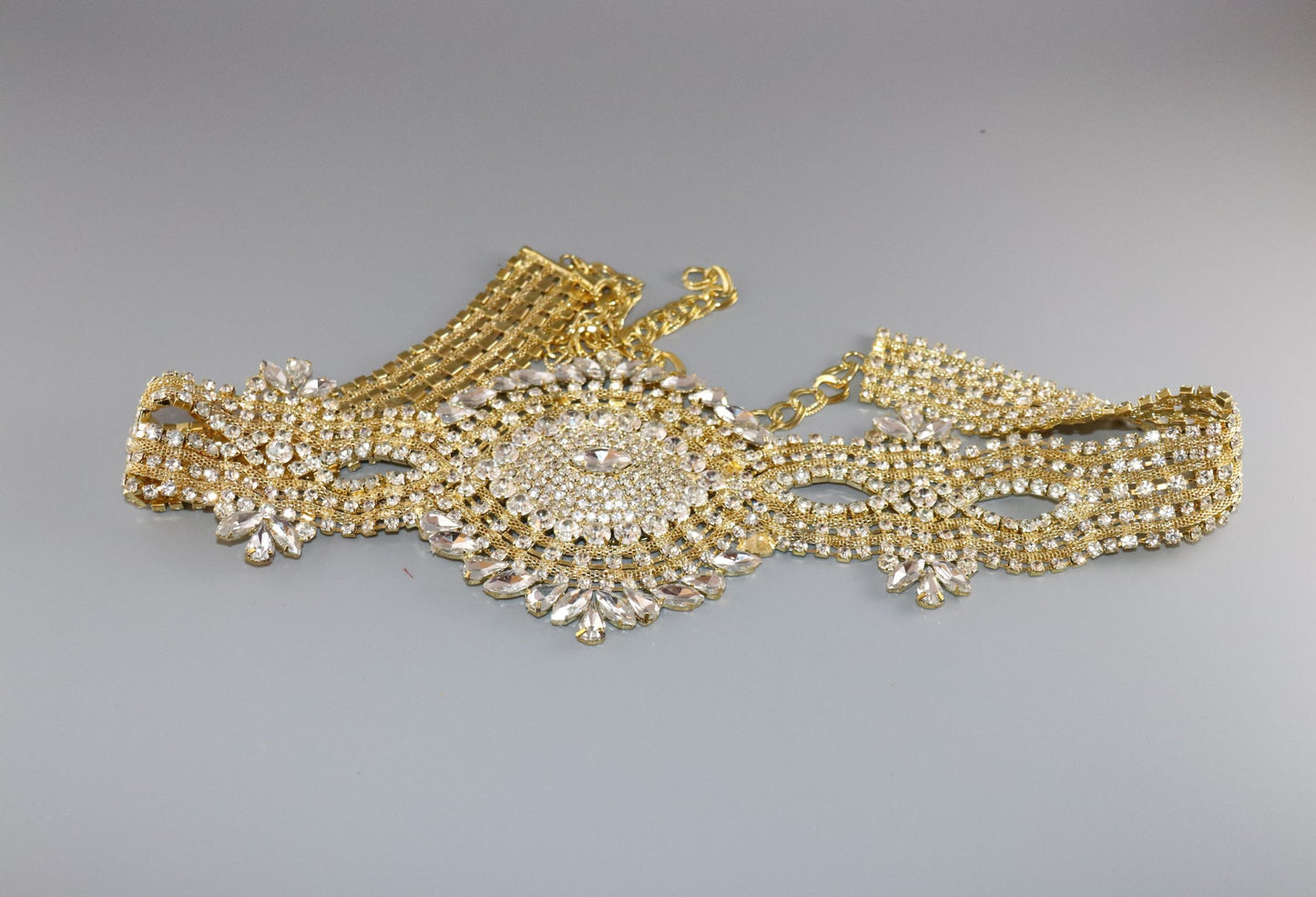 Dazzling Bridal Belt Gold Crystal with chain