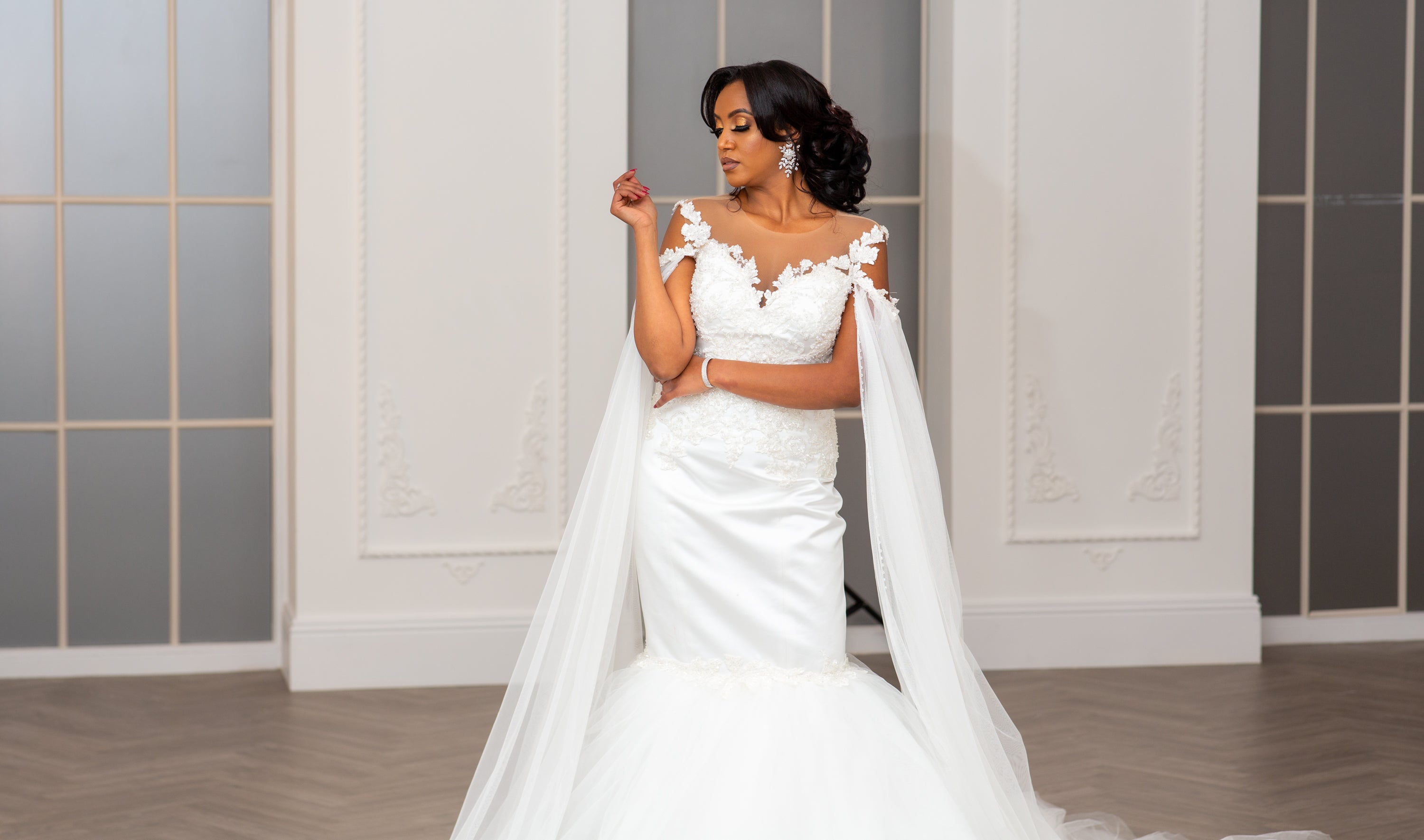 Trumpet wedding dress long on sale sleeve